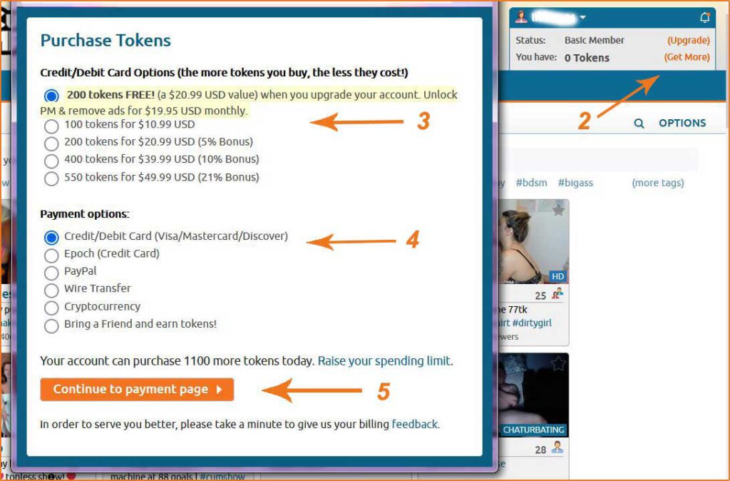 Chaturbate Purchase Tokens