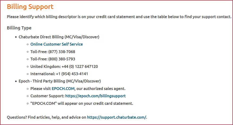 Chaturbate billing type