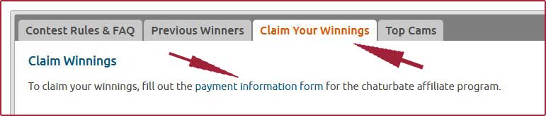 Chaturbate - How to claim my winnings