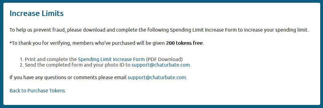 Chaturbate increase limit