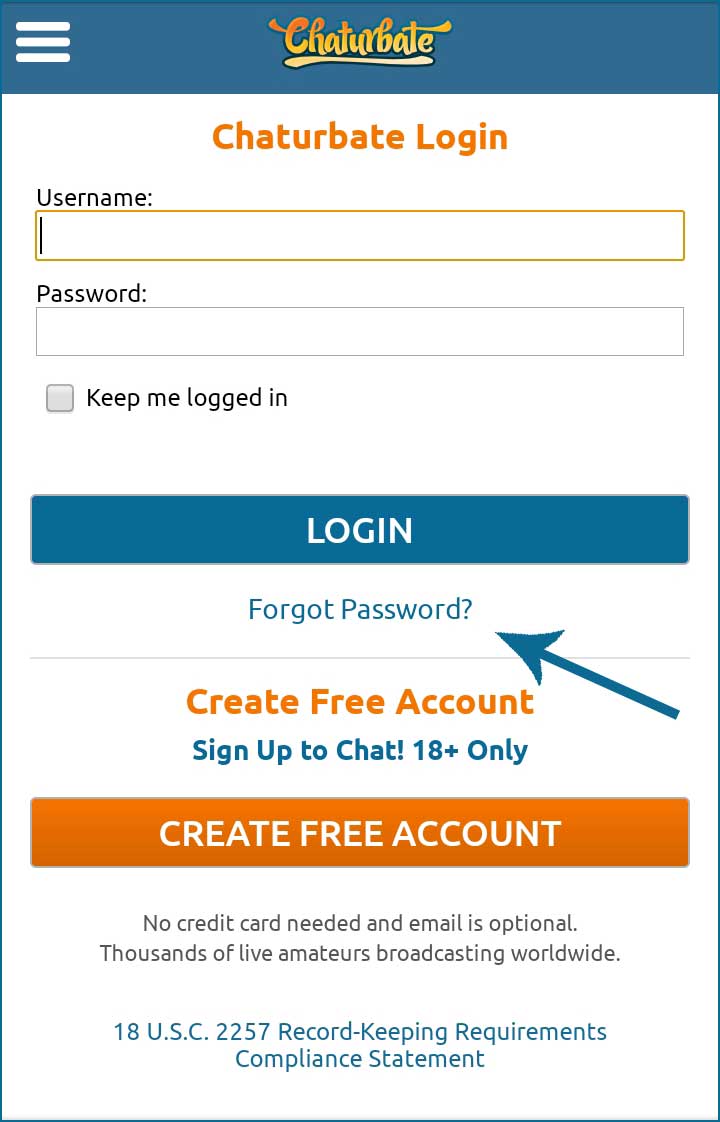 Restore Chaturbate Password from Mobile