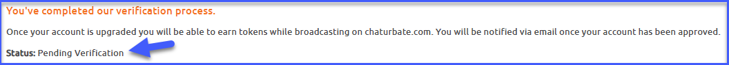 Chaturbate verification status